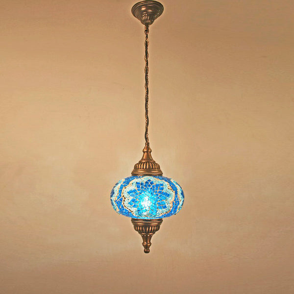 Woodymood Ceiling Mosaic Lamp 9" 1 Ball - Star Turquoise
