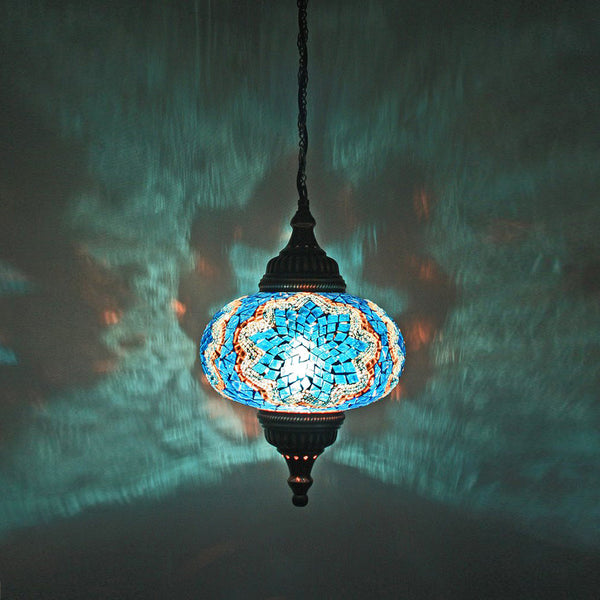 Woodymood Ceiling Mosaic Lamp 9" 1 Ball - Star Turquoise