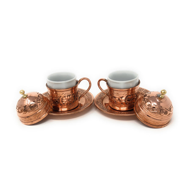 Hand Made Turkish Coffee Sets, Copper Espresso Set, Traditional Turkish Coffee Sets