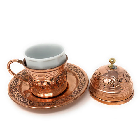 Hand Made Turkish Coffee Cup, Copper Espresso Set, Traditional Turkish coffee cup