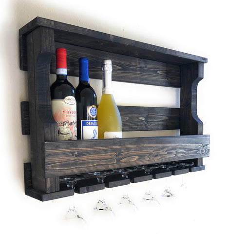 Woodymood Hangover Wine Rack Glass Holder-Ebony