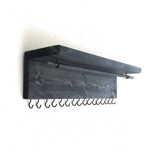 Jewelry Organizer Wall Hanging, Necklace Earring Organizer, Necklace Hanger, Jewelry Storage, Bracelet Holder-Ebony