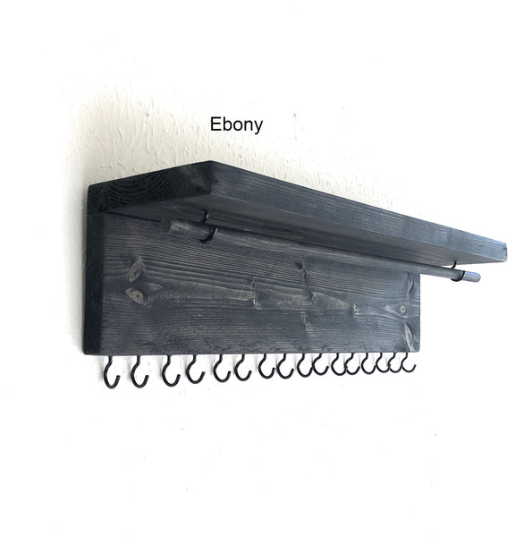 Jewelry Organizer Wall Hanging, Necklace Earring Organizer, Necklace Hanger, Jewelry Storage, Bracelet Holder-Ebony