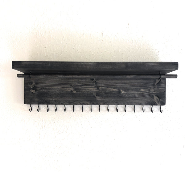 Jewelry Organizer Wall Hanging, Necklace Earring Organizer, Necklace Hanger, Jewelry Storage, Bracelet Holder-Ebony