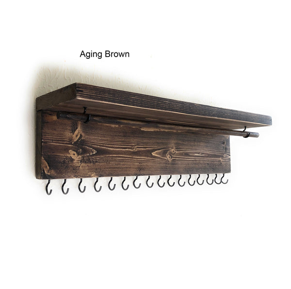 Jewelry Organizer Wall Hanging, Necklace Earring Organizer, Necklace Hanger, Jewelry Storage, Bracelet Holder-Aging Brown