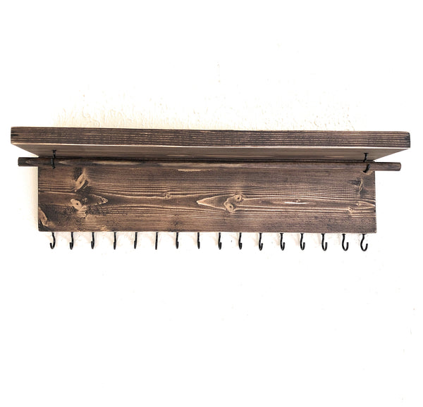 Jewelry Organizer Wall Hanging, Necklace Earring Organizer, Necklace Hanger, Jewelry Storage, Bracelet Holder-Aging Brown