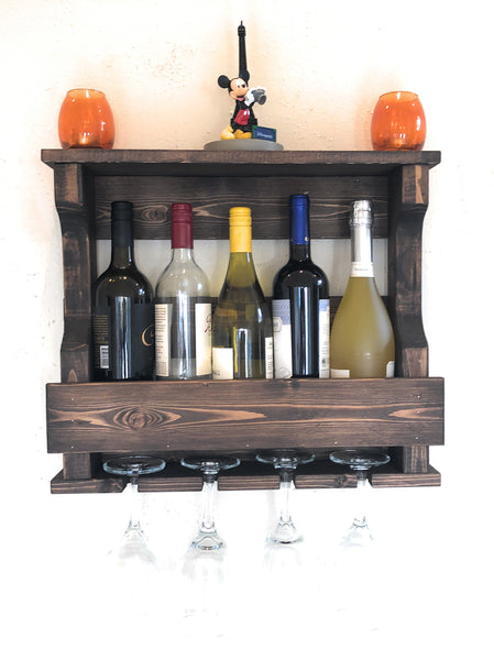 Woodymood Mini Hangover Wine Rack Glass Holder-Dark Hazelnut