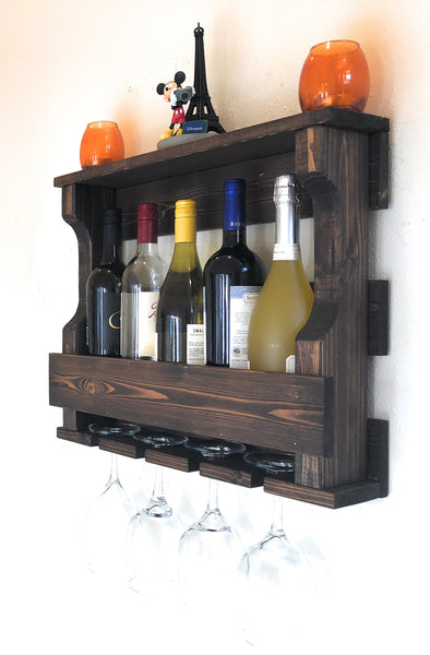 Woodymood Mini Hangover Wine Rack Glass Holder-Dark Hazelnut