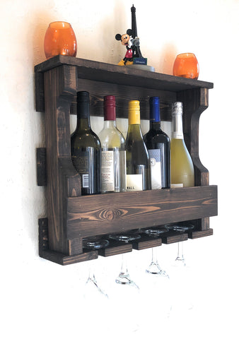 Woodymood Mini Hangover Wine Rack Glass Holder-Dark Hazelnut