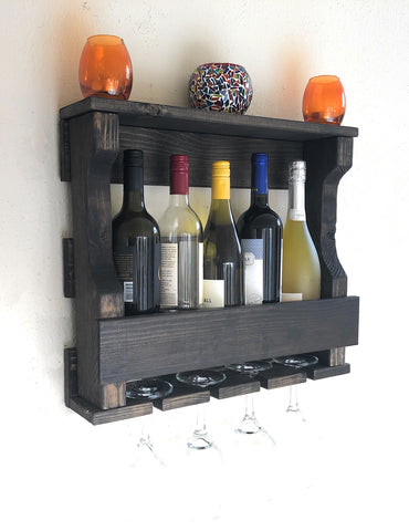 Woodymood Mini Hangover Wine Rack Glass Holder-Dark Brown