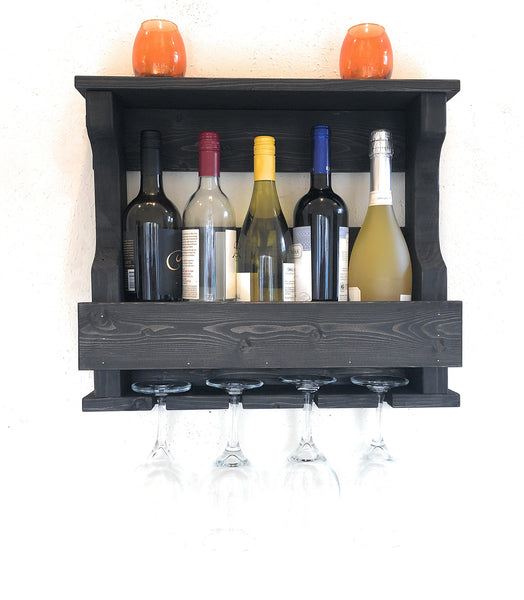Woodymood Mini Hangover Wine Rack Glass Holder-Ebony