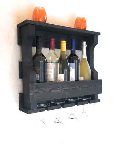 Woodymood Mini Hangover Wine Rack Glass Holder-Ebony