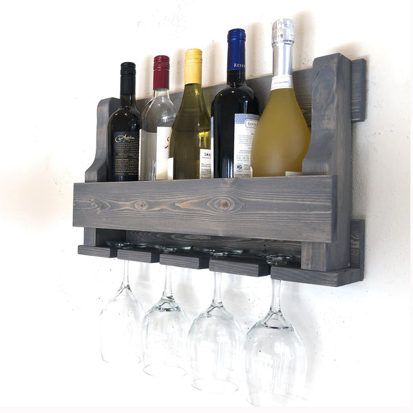 Woodymood Mini Natural Wine Rack Glass Holder-Classic Gray