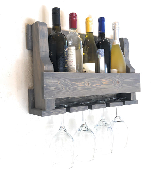 Woodymood Mini Natural Wine Rack Glass Holder-Classic Gray