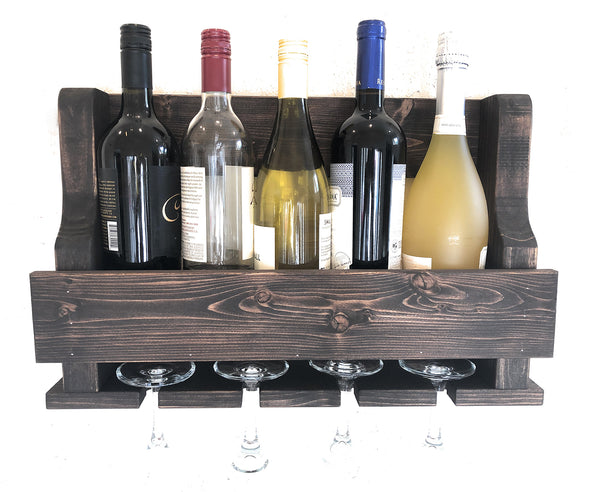 Woodymood Mini Natural Wine Rack Glass Holder-Dark Hazelnut