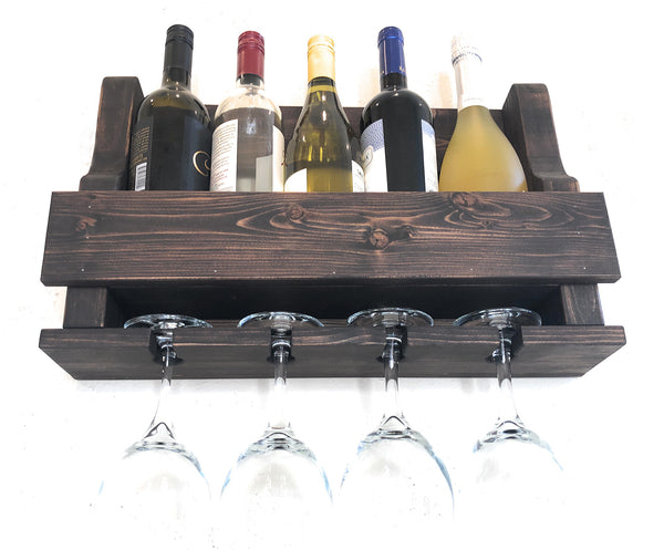 Woodymood Mini Natural Wine Rack Glass Holder-Dark Hazelnut