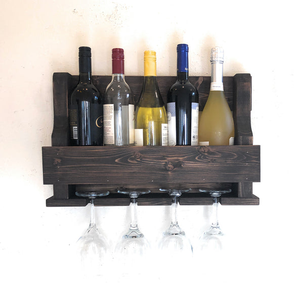 Woodymood Mini Natural Wine Rack Glass Holder-Dark Hazelnut