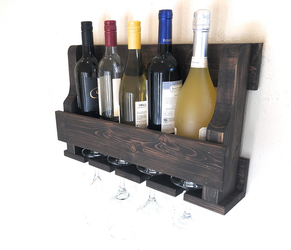 Woodymood Mini Natural Wine Rack Glass Holder-Dark Hazelnut