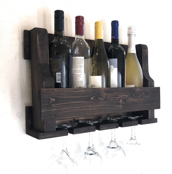Woodymood Mini Natural Wine Rack Glass Holder-Dark Hazelnut
