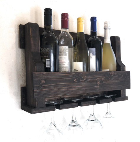 Woodymood Mini Natural Wine Rack Glass Holder-Dark Hazelnut