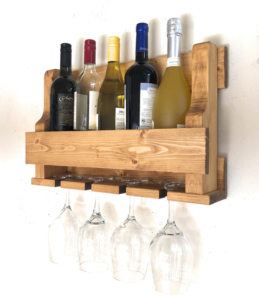 Woodymood Mini Natural Wine Rack Glass Holder-Golden Oak