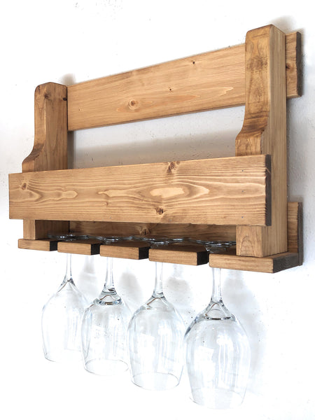 Woodymood Mini Natural Wine Rack Glass Holder-Golden Oak