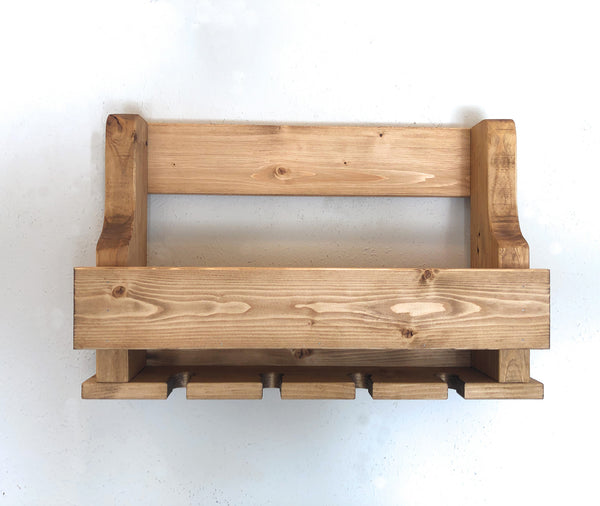 Woodymood Mini Natural Wine Rack Glass Holder-Golden Oak