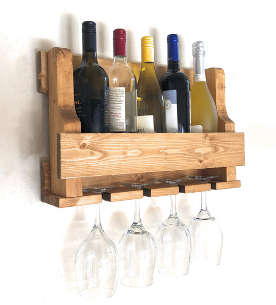 Woodymood Mini Natural Wine Rack Glass Holder-Golden Oak
