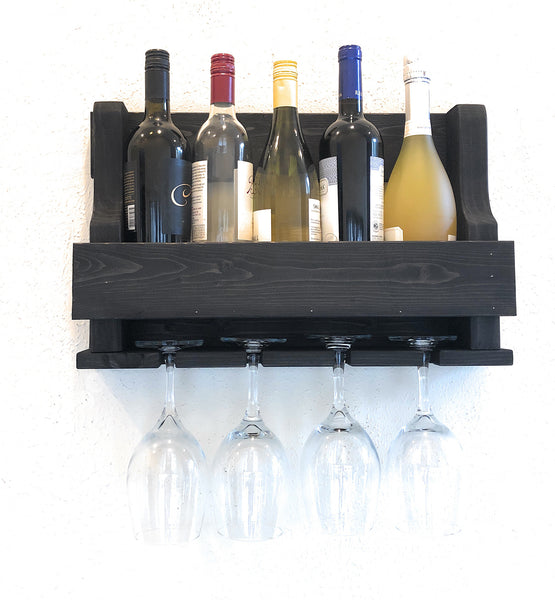 Woodymood Mini Natural Wine Rack Glass Holder-Ebony