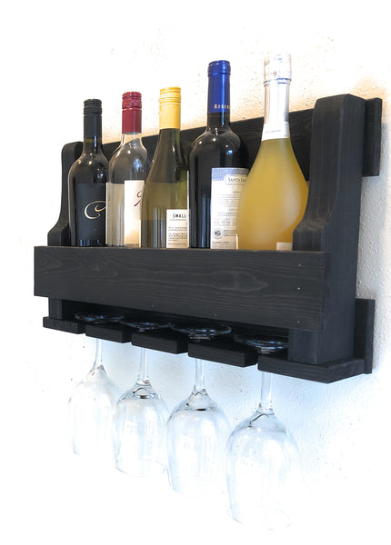 Woodymood Mini Natural Wine Rack Glass Holder-Ebony