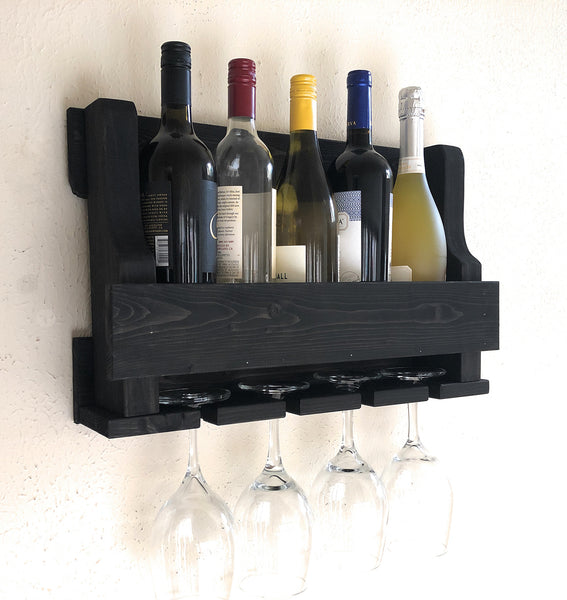 Woodymood Mini Natural Wine Rack Glass Holder-Ebony