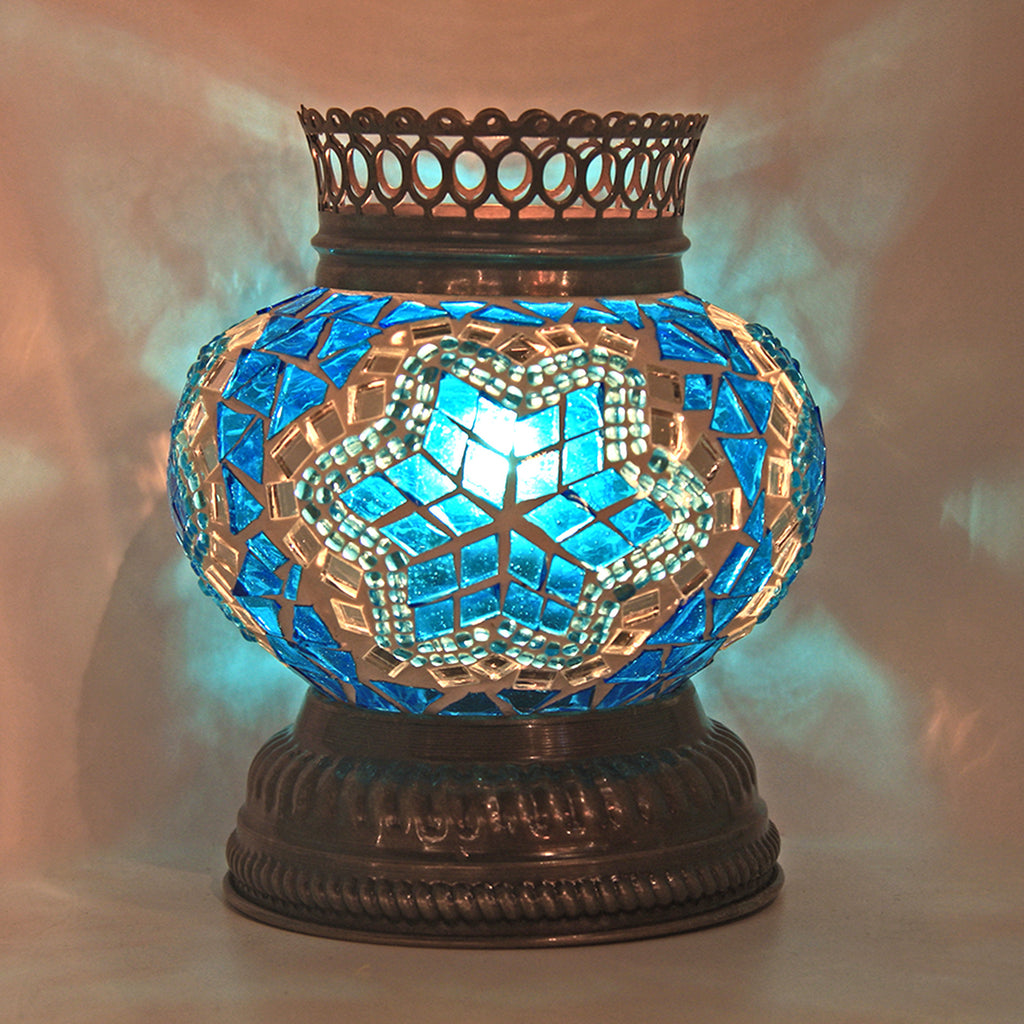 Woodymood Mosaic T light/Candle Holder-Star Turquoise