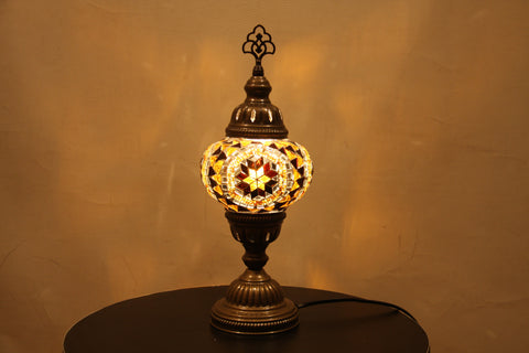 Woodymood Mosaic Table Lamp 5'' 1 Ball-Flower Amber