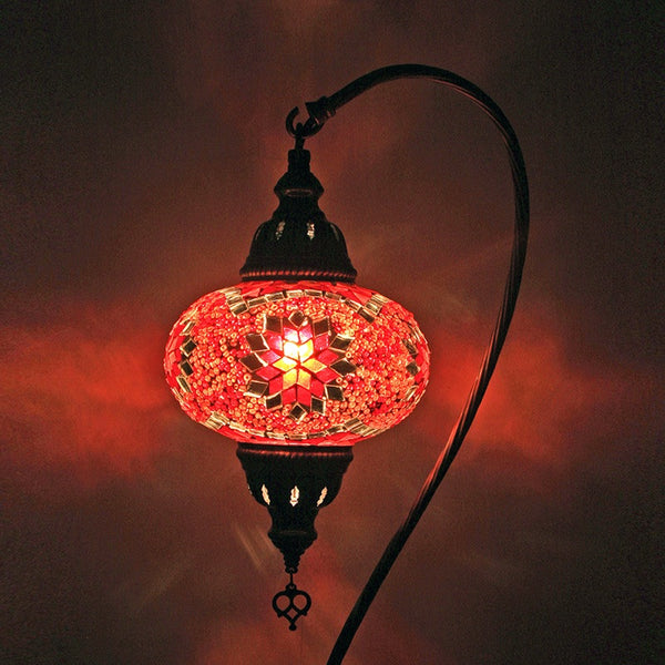 Woodymood Mosaic Swan Neck Table Lamp Medium-Star Red