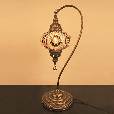 Woodymood Mosaic Swan Neck Table Lamp Medium-Flower Amber