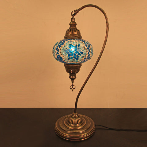 MOSAIC TABLE LAMP, SWAN NECK –