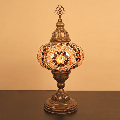 Woodymood Mosaic Table Lamp 6.5" 1 Ball-Flower Amber