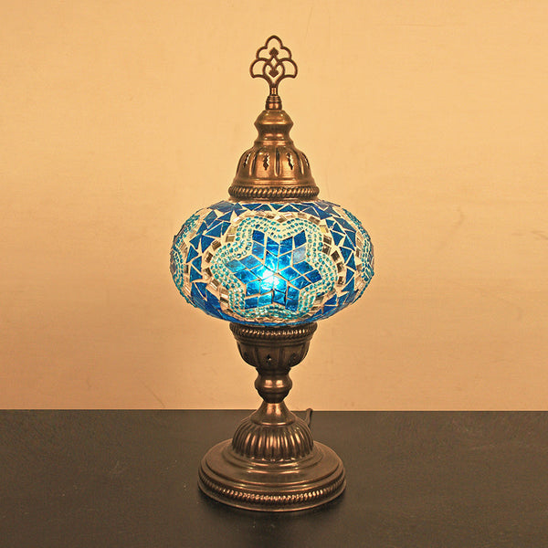 Woodymood Mosaic Table Lamp 6.5" 1 Ball-Star Turquoise