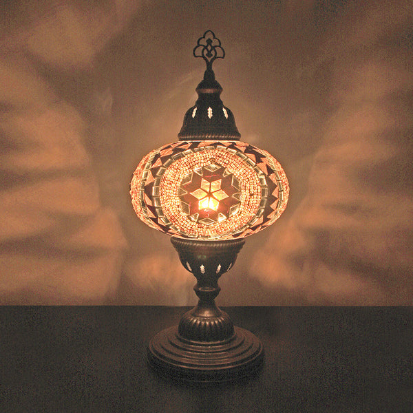 Woodymood Mosaic Table Lamp 7" 1 Ball-Flower Amber