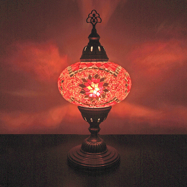 Woodymood Mosaic Table Lamp 7" 1 Ball-Star Red