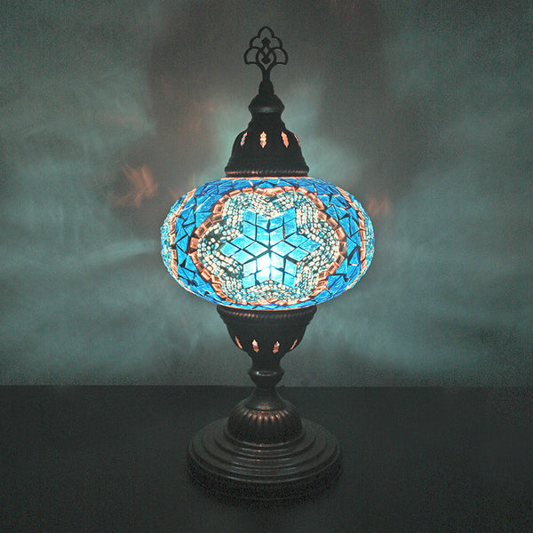Woodymood Mosaic Table Lamp 7" 1 Ball-Star Turquoise