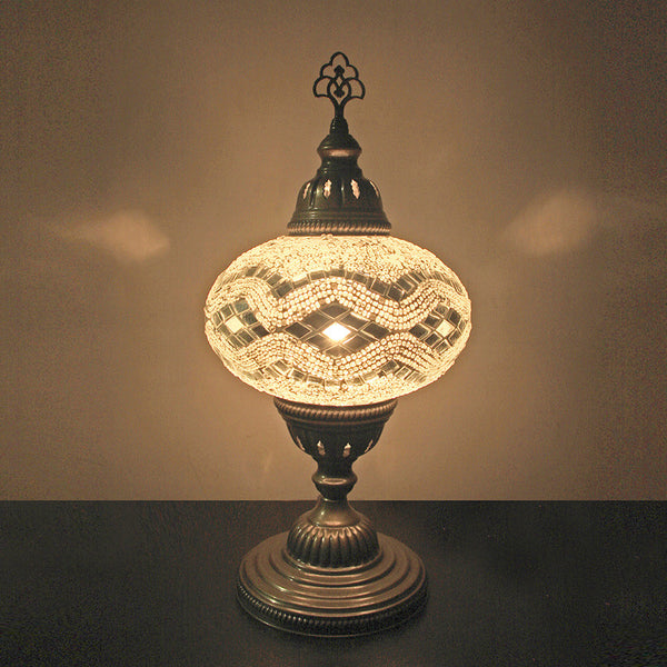 Woodymood Mosaic Table Lamp 7" 1 Ball-White