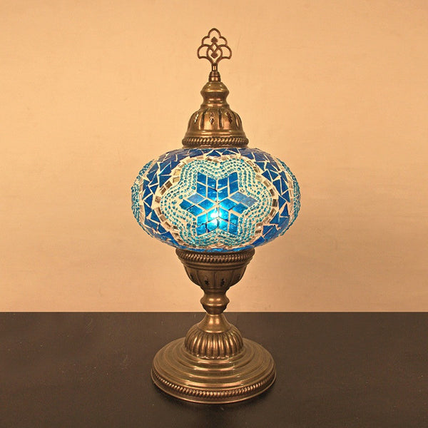 Woodymood Mosaic Table Lamp 7" 1 Ball-Star Turquoise