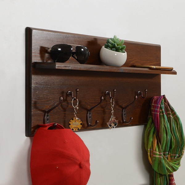Woodymood Antique Wall Organizer Shelf-Dark Hazelnut