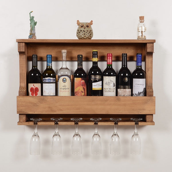 Woodymood Hangover Wine Rack Glass Holder-Natural