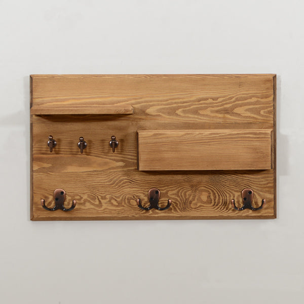 Woodymood Rustic Wall Organizer Shelf-Natural