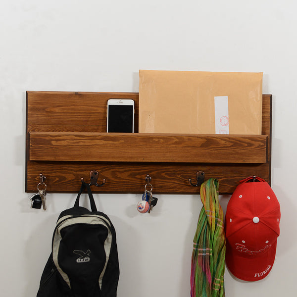 Woodymood Spring Wall Organizer Shelf-Dark Hazelnut