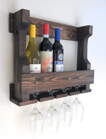 Woodymood Wall Mounting Wine Rack Glass Holder