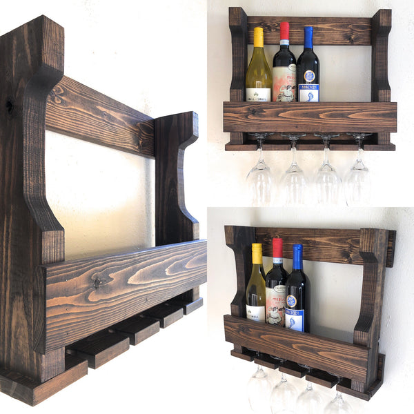 Woodymood Wall Mounting Wine Rack Glass Holder