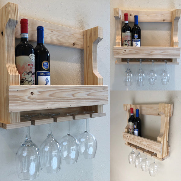 Woodymood Wall Mounting Wine Rack Glass Holder